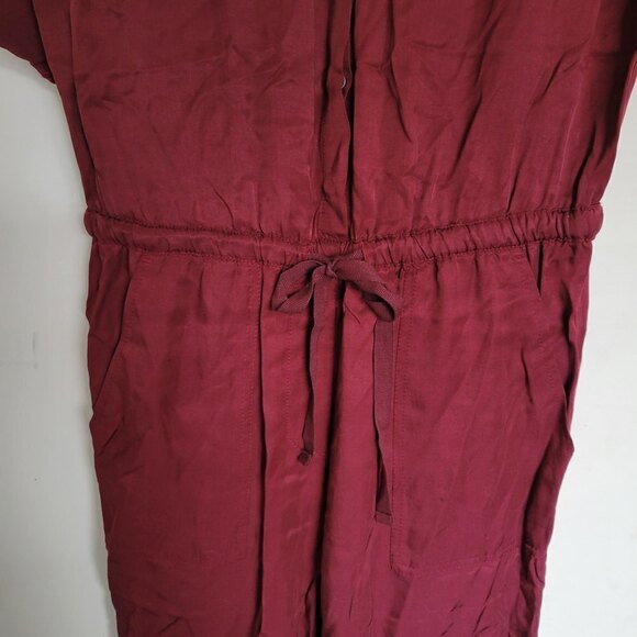 Ann Taylor Loft Burgundy Maroon Rolled Tab Long Pants One Piece Jumpsuit Size XS - Picture 5 of 17